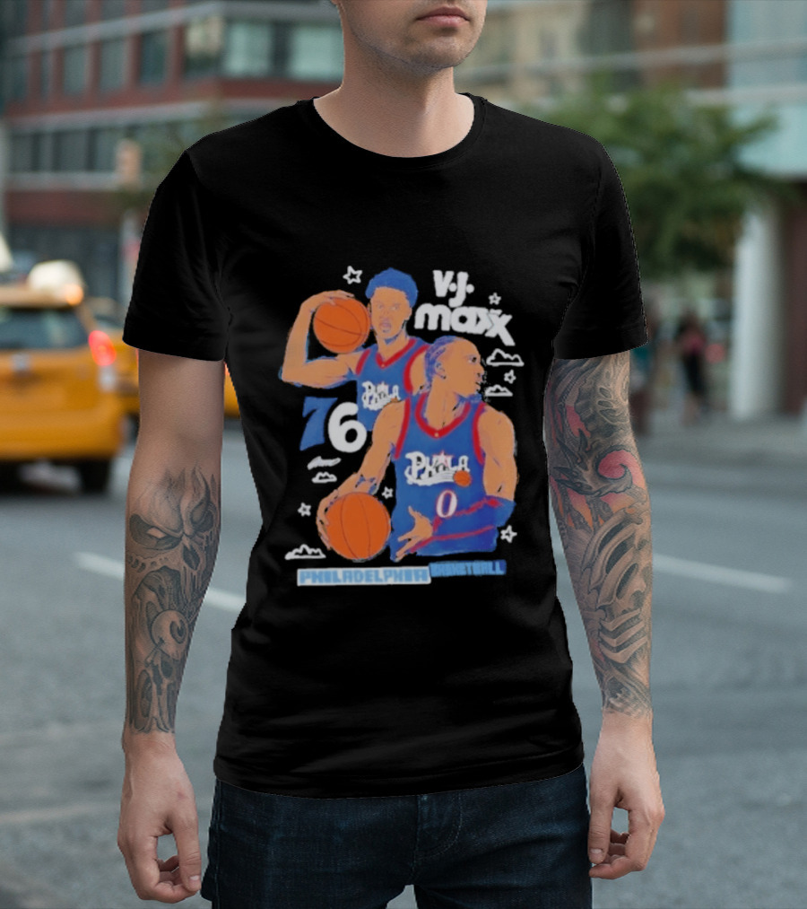 Vj Maxx Philadelphia 76ers Basketball Cartoon Nba 2026 T-Shirt