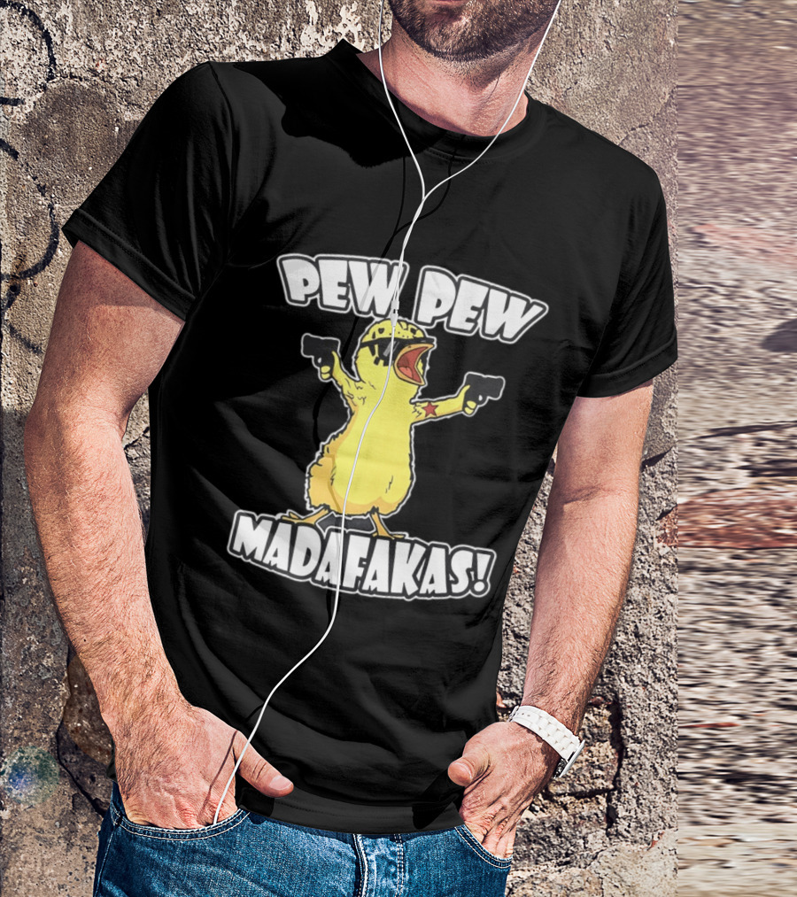 Pew Pew Madafakas Yellow Duck With Pistols T-Shirt