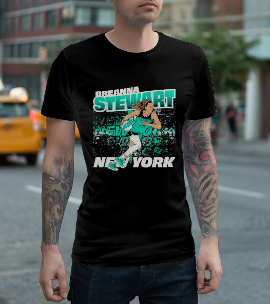 Breanna Stewart New York Basketball Player Action T-Shirt