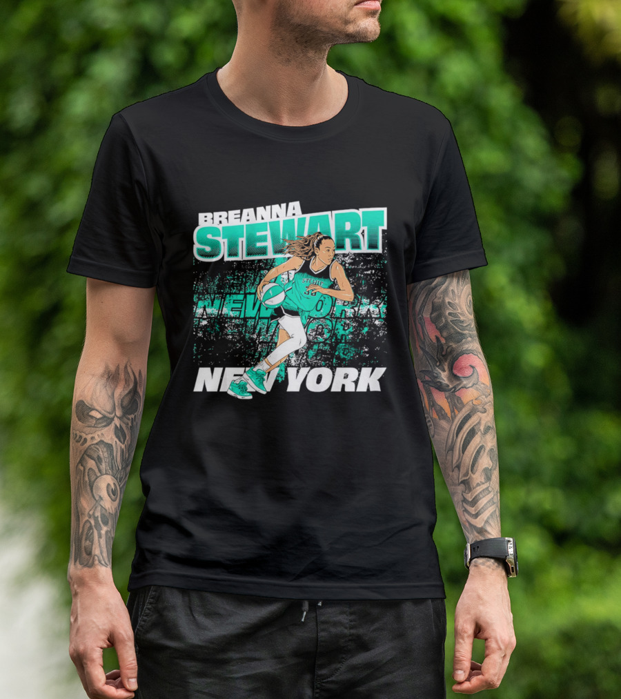 Breanna Stewart New York Basketball Player Action T-Shirt