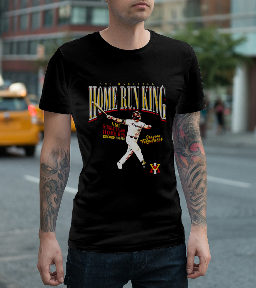VMI Baseball Home Run King Grayson Fitzwater Single Season Record Holder T-Shirt