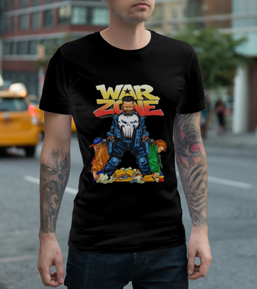 War Zone Original Cartoon Character With Two Enemies T-Shirt