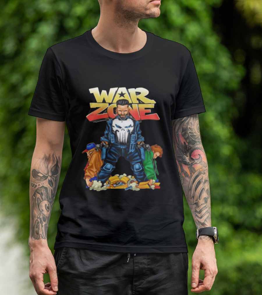 War Zone Original Cartoon Character With Two Enemies T-Shirt
