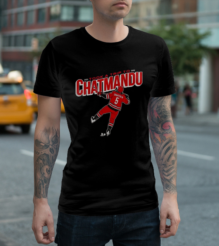 Took A Trip To Chatmandu Chatfield 5 Red Hockey T-Shirt