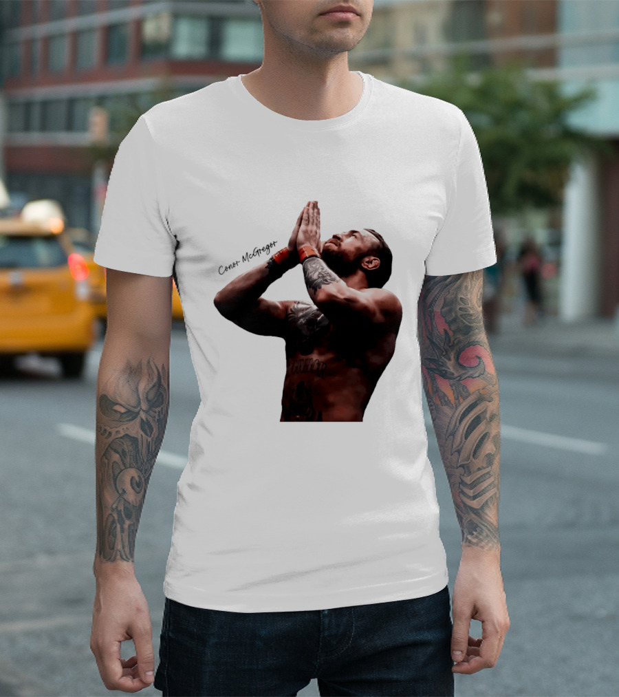 Conor McGregor Returning Pray Pose Tattooed MMA Fighter T-Shirt
