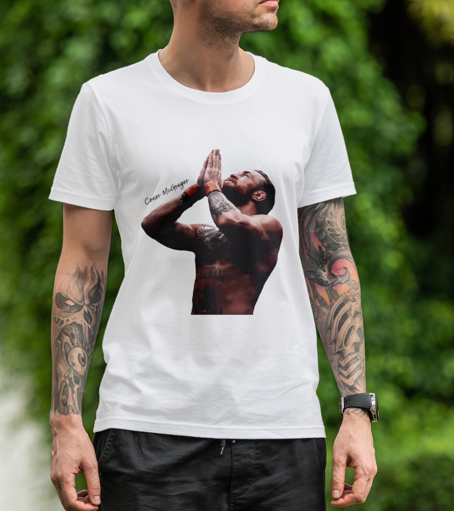 Conor McGregor Returning Pray Pose Tattooed MMA Fighter T-Shirt
