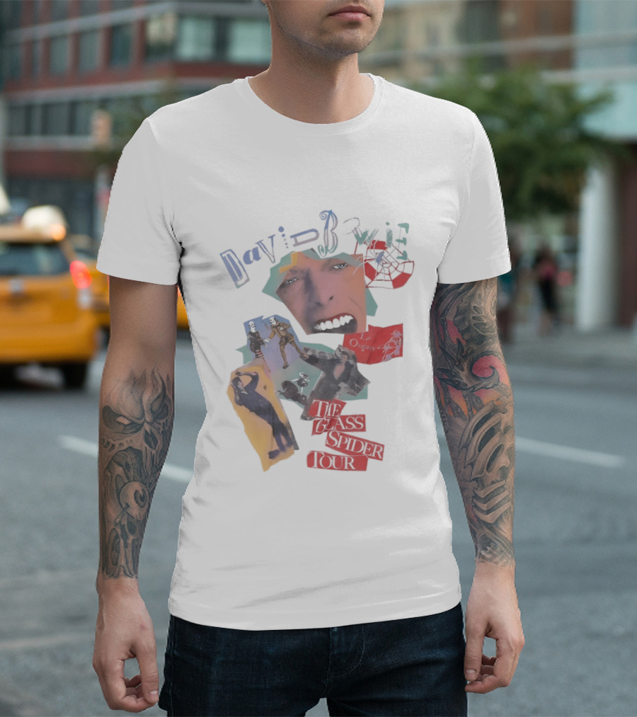 David Bowie The Glass Spider Tour Collage Face 80s Legends T-Shirt