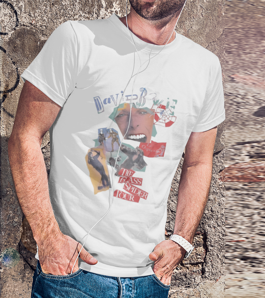 David Bowie The Glass Spider Tour Collage Face 80s Legends T-Shirt