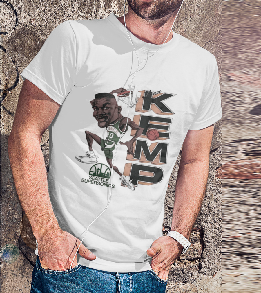 Shawn Kemp Seattle SuperSonics Basketball Caricature T-Shirt