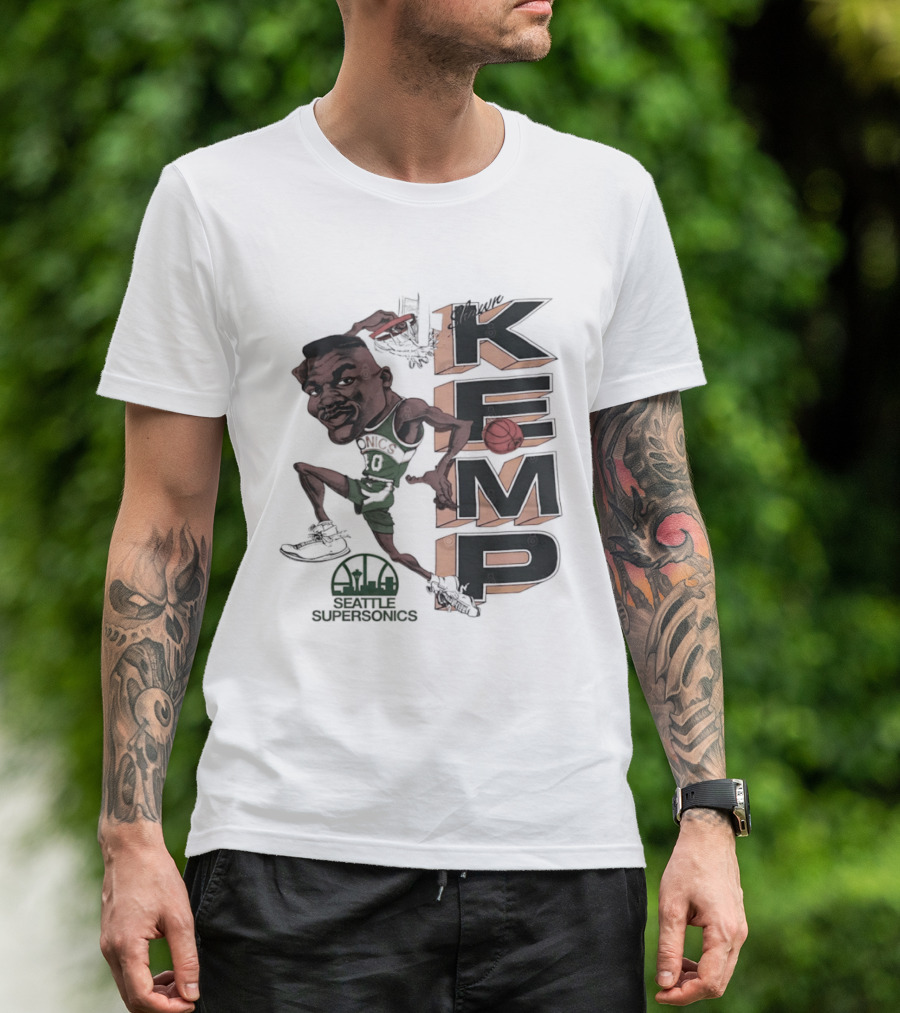 Shawn Kemp Seattle SuperSonics Basketball Caricature T-Shirt