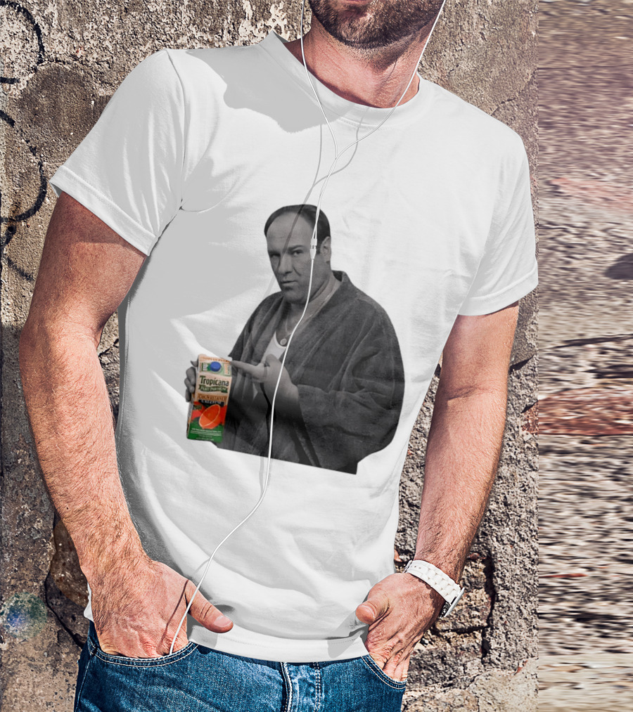 The Sopranos Tony Soprano Holding Tropicana Pure Premium Orange Juice T-Shirt