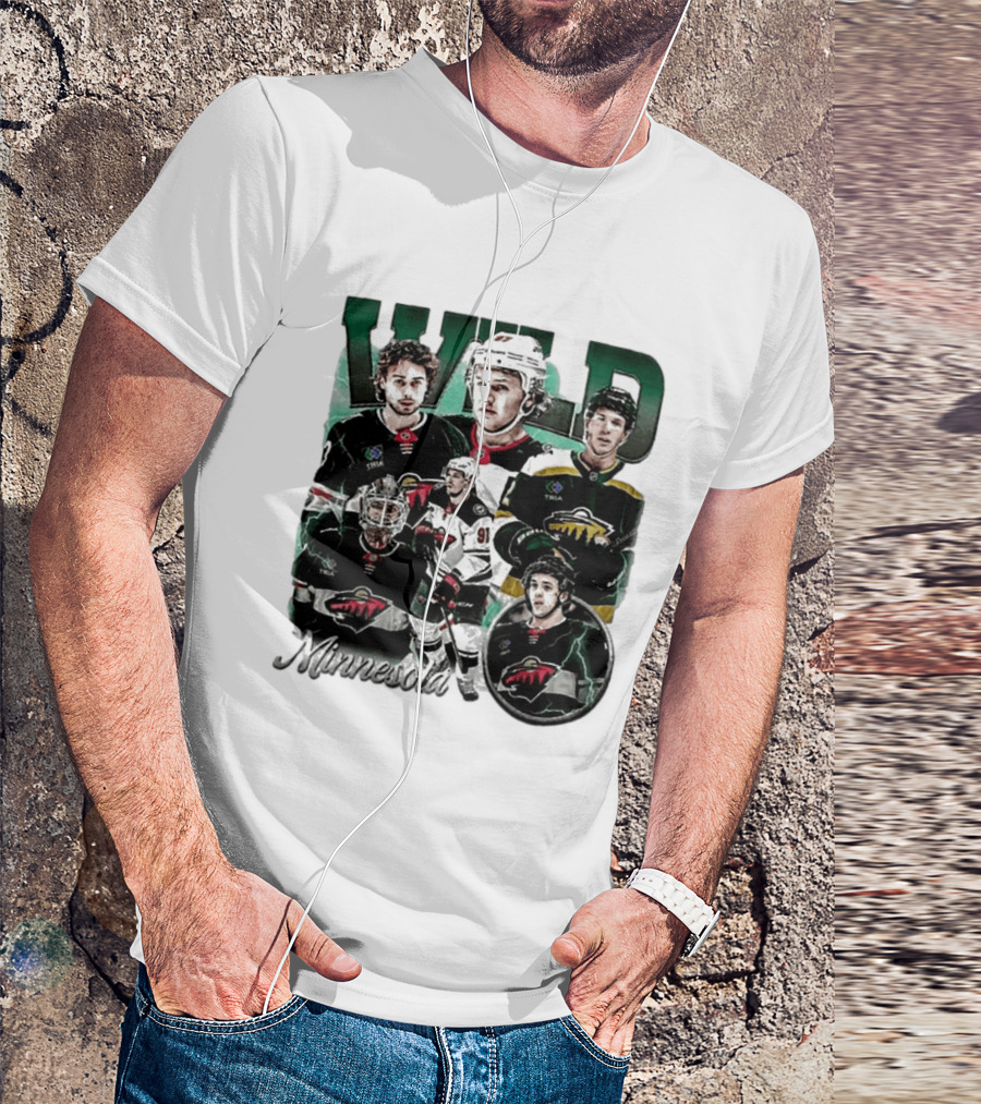 Minnesota Wild Ice Hockey Players Bootleg Comfort T-Shirt