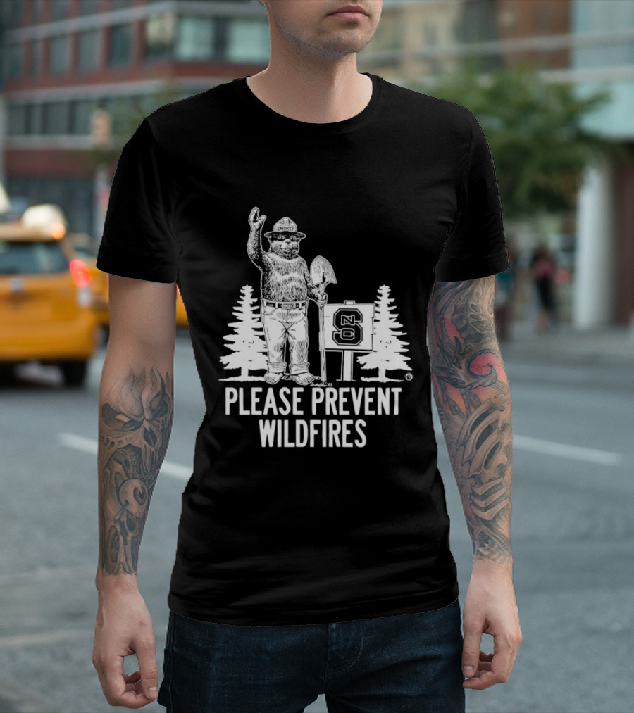 Smokey Bear NC State Collaboration Please Prevent Wildfires T-Shirt