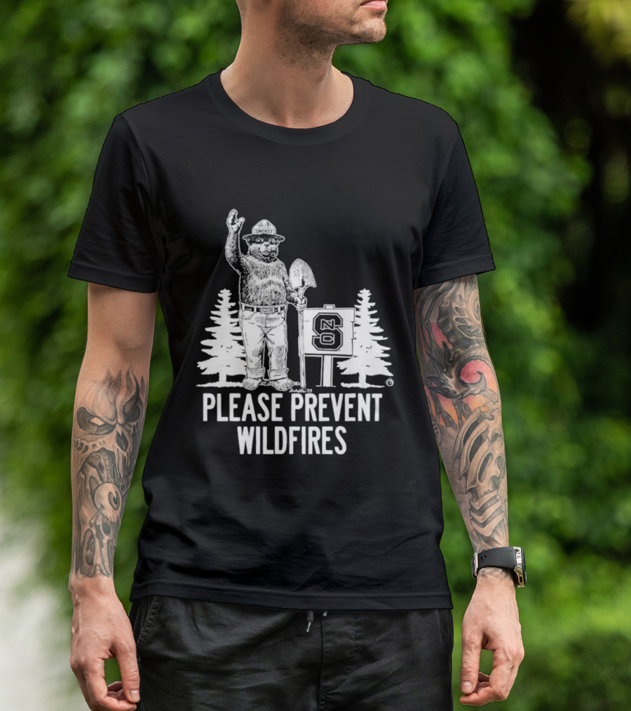 Smokey Bear NC State Collaboration Please Prevent Wildfires T-Shirt
