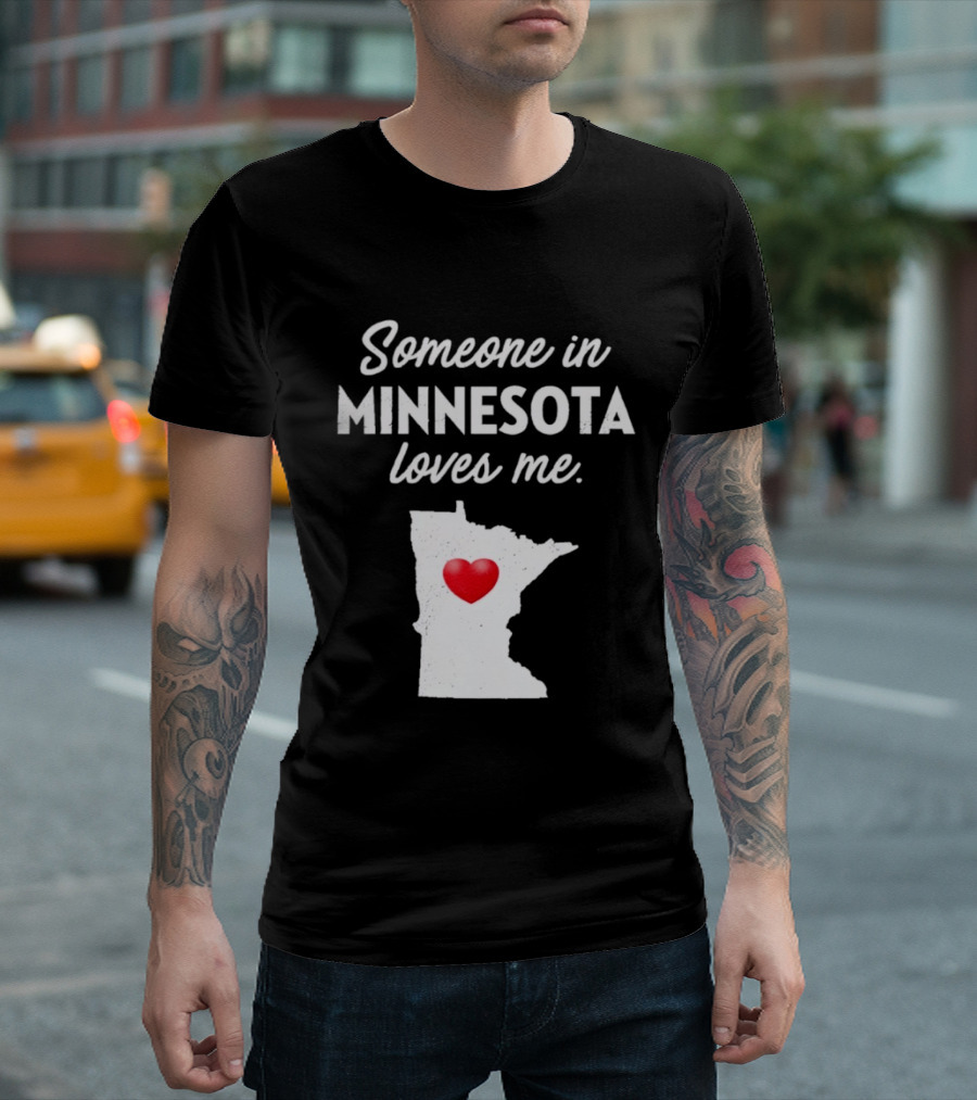 Someone In Minnesota Loves Me Heart Map State Pride T-Shirt