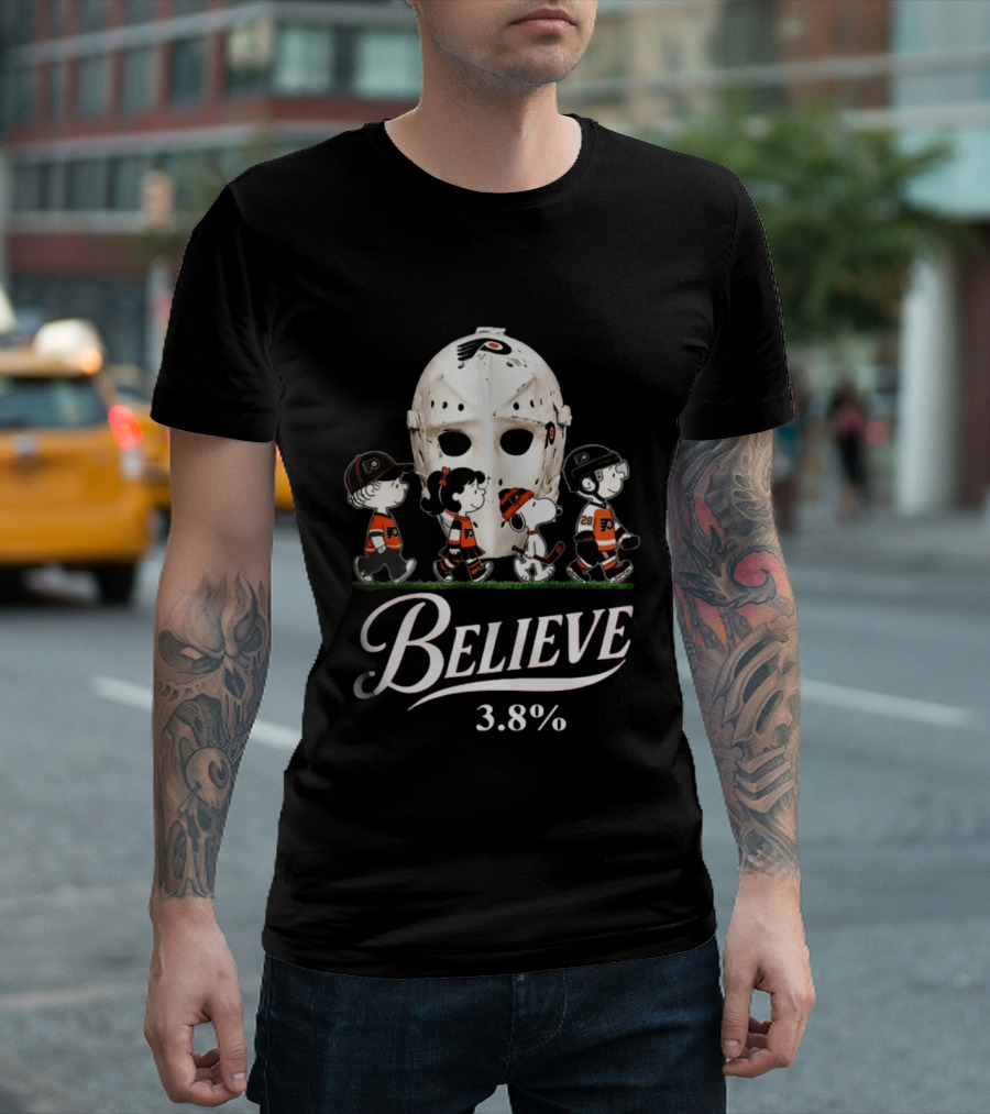 Peanuts Philadelphia Flyers Snoopy Hockey Mask Believe 3.8% T-Shirt