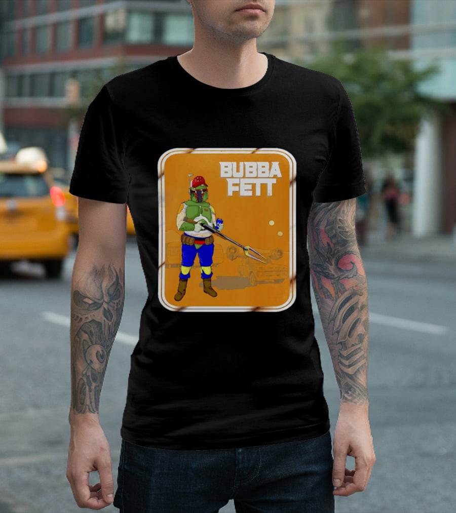 Bubba Fett Cartoon Camper And Spaceship T-Shirt