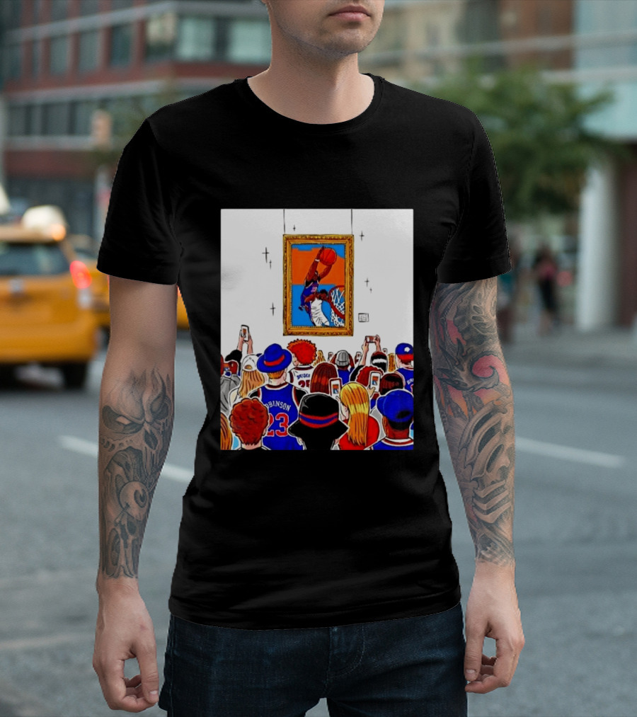 Mitchell Robinson New York Knicks Dunk Over Joel Embiid Crowd T-Shirt