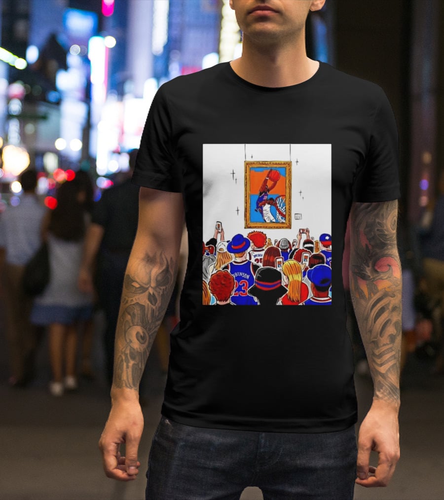 Mitchell Robinson New York Knicks Dunk Over Joel Embiid Crowd T-Shirt