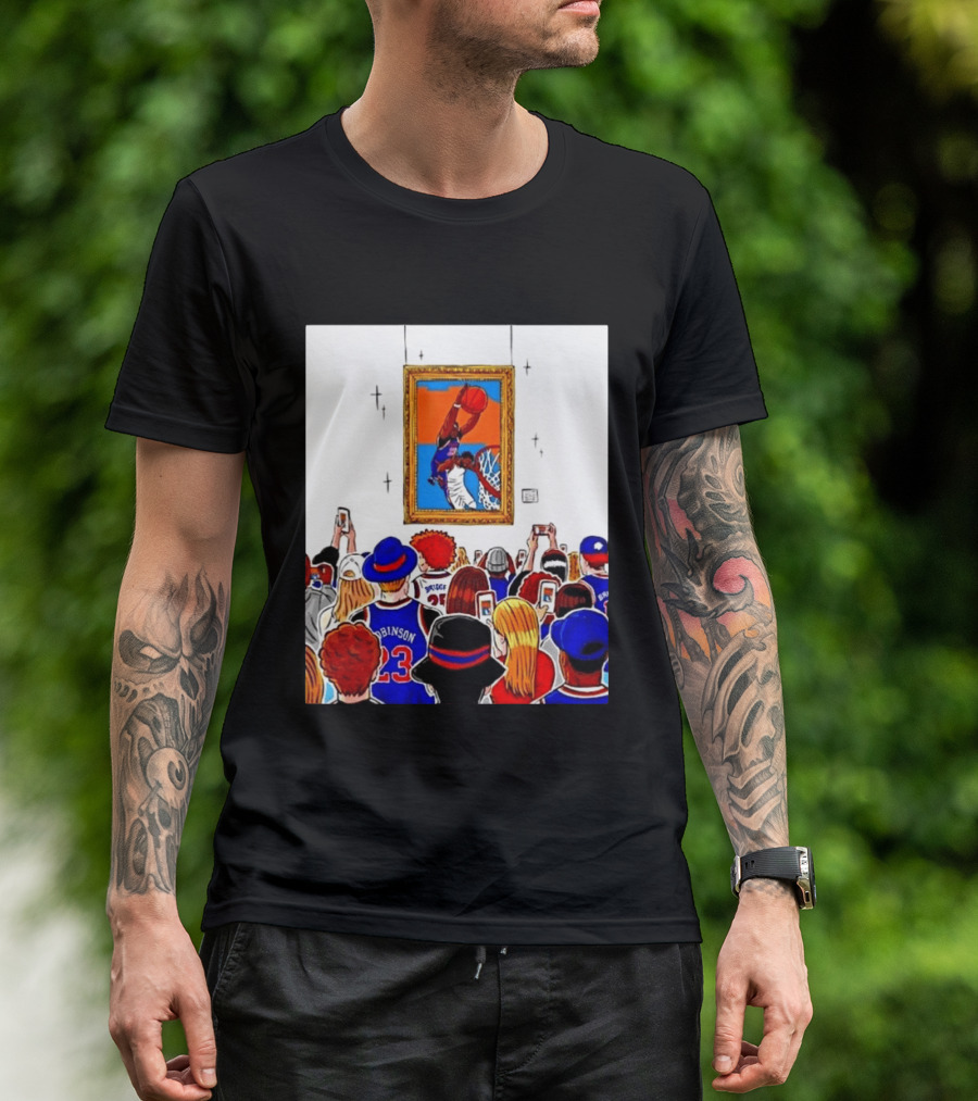 Mitchell Robinson New York Knicks Dunk Over Joel Embiid Crowd T-Shirt
