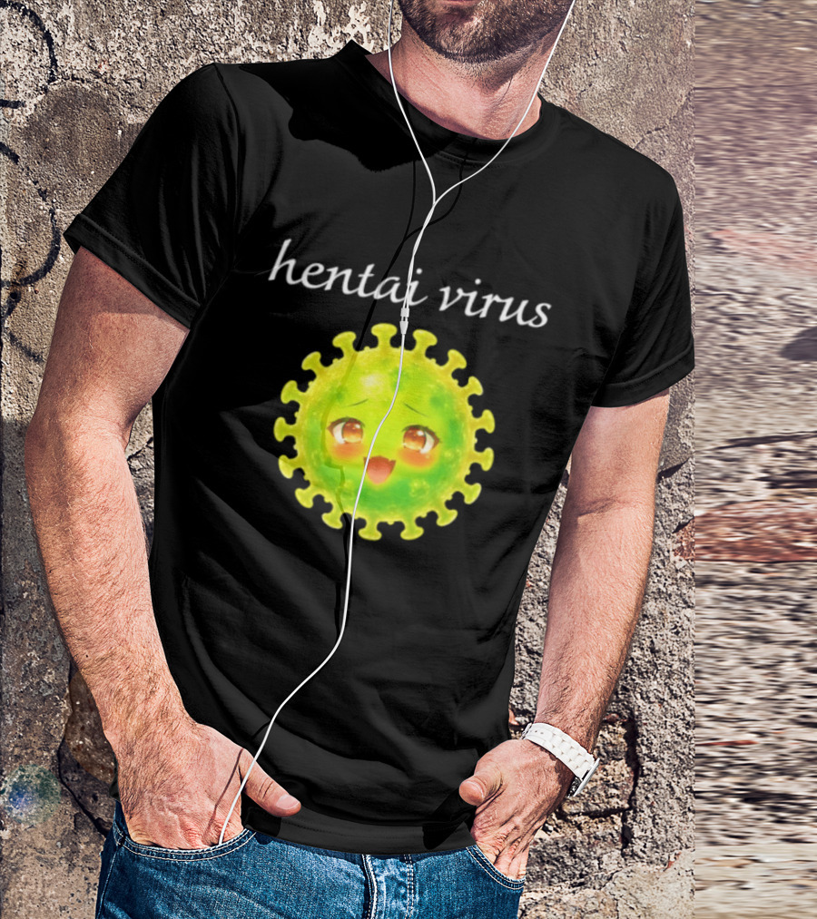 Hentai Virus Kawaii Face Cute Green Cartoon Meme T-Shirt