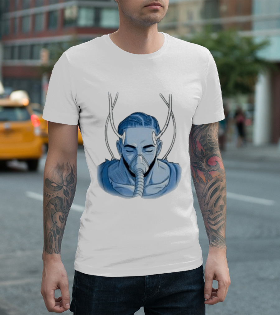 Reaven Leggenda Futuristic Masked Figure With Antlers T-Shirt