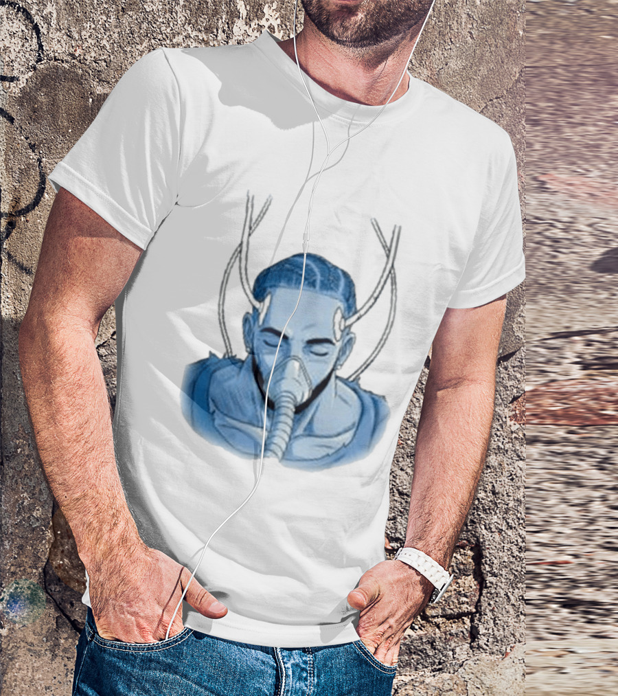 Reaven Leggenda Futuristic Masked Figure With Antlers T-Shirt