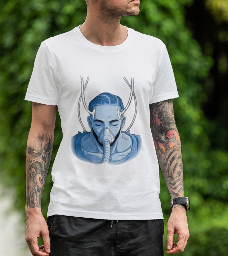 Reaven Leggenda Futuristic Masked Figure With Antlers T-Shirt