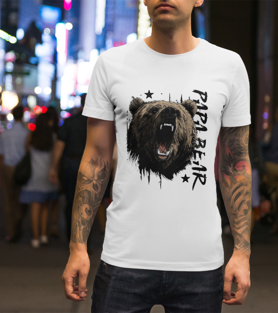 Roaring Grizzly Bear Papa Bear Fierce Wildlife Expression T-Shirt