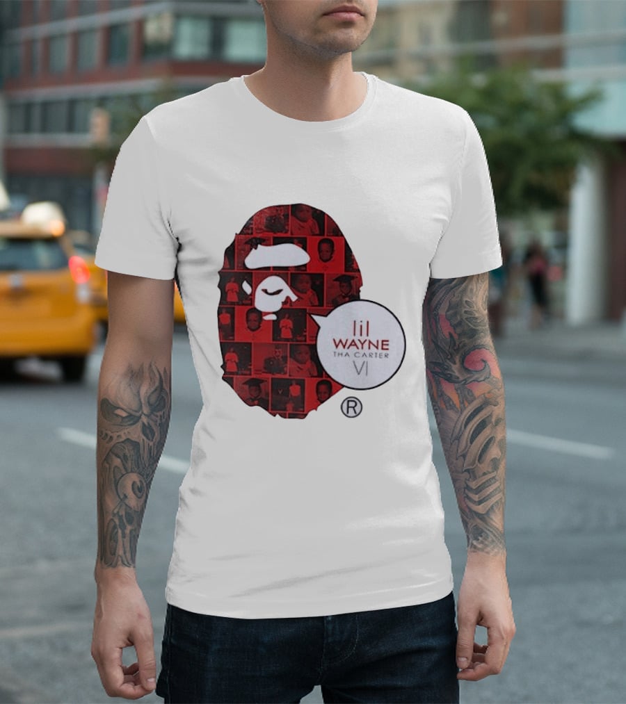 Lil Wayne Tha Carter VI BAPE Collaboration Red Photo Collage T-Shirt