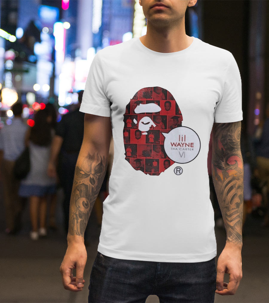 Lil Wayne Tha Carter VI BAPE Collaboration Red Photo Collage T-Shirt