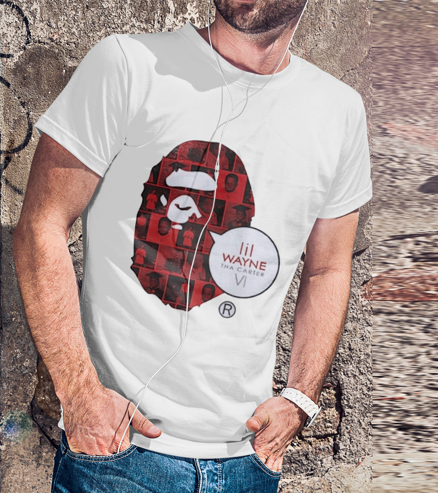 Lil Wayne Tha Carter VI BAPE Collaboration Red Photo Collage T-Shirt
