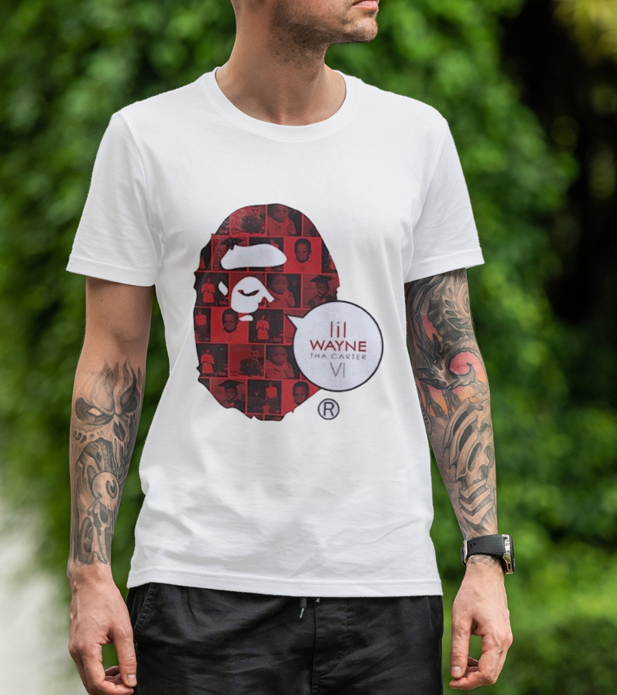 Lil Wayne Tha Carter VI BAPE Collaboration Red Photo Collage T-Shirt