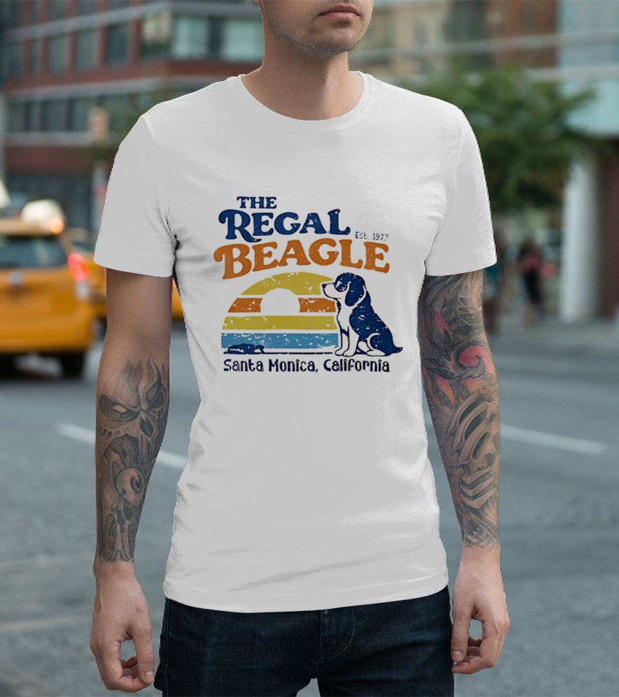 The Regal Beagle Santa Monica California Est 1977 Sunset Dog T-Shirt