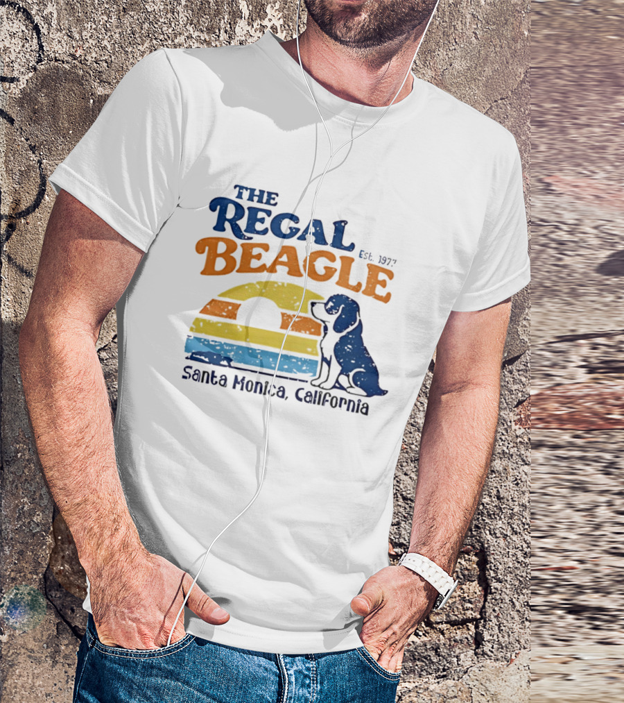 The Regal Beagle Santa Monica California Est 1977 Sunset Dog T-Shirt