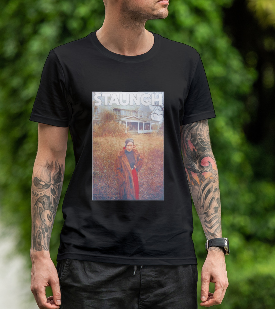 STAUNCH Vintage Fur Coat Homestead Scene T-Shirt