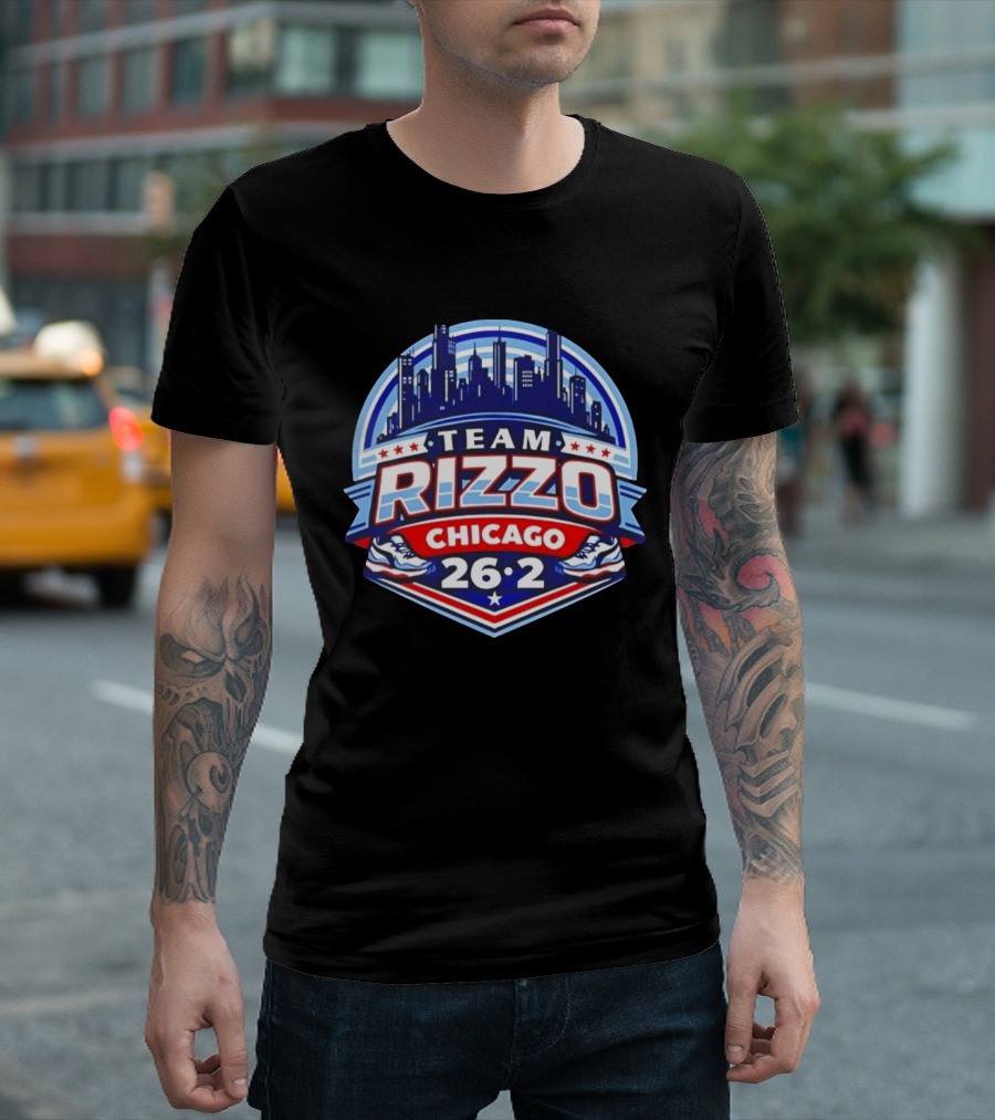 Team Rizzo Chicago Marathon 26.2 Skyline Sneakers Stars T-Shirt