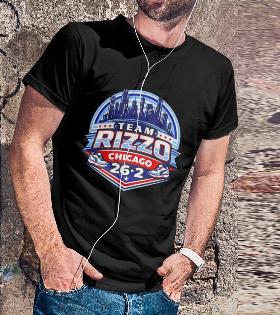 Team Rizzo Chicago Marathon 26.2 Skyline Sneakers Stars T-Shirt