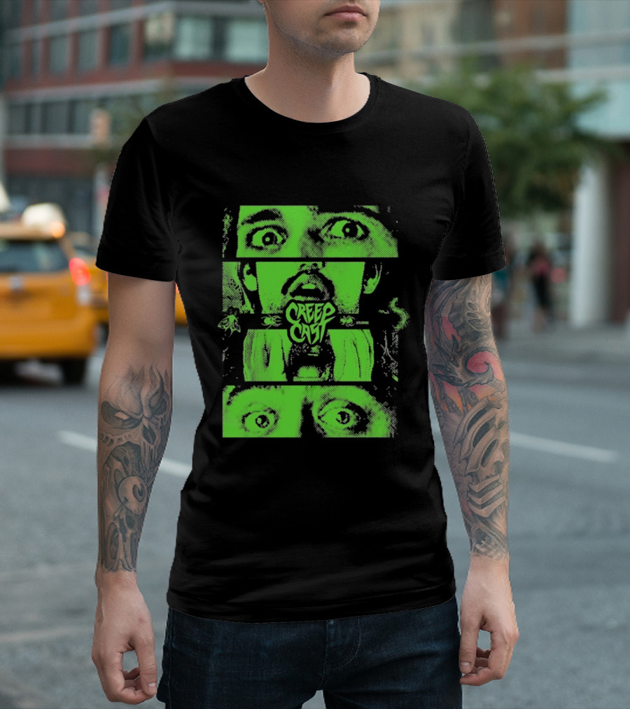 CreepCast Horror Retro Comic Green Face T-Shirt