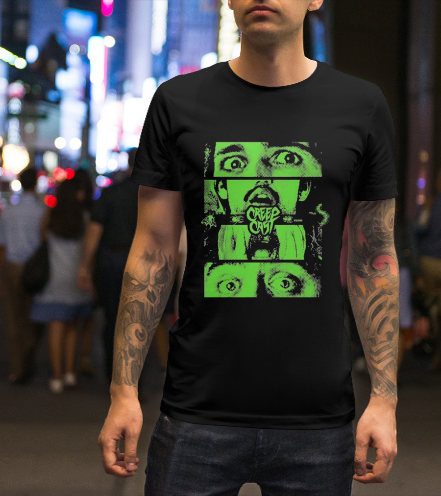 CreepCast Horror Retro Comic Green Face T-Shirt