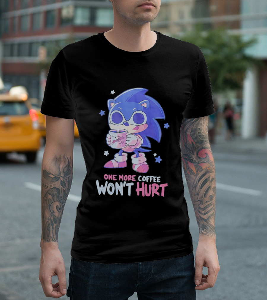 Sonic Hedgehog One More Coffee Won't Hurt Cartoon T-Shirt