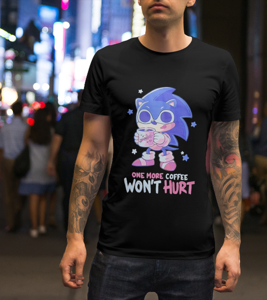 Sonic Hedgehog One More Coffee Won't Hurt Cartoon T-Shirt