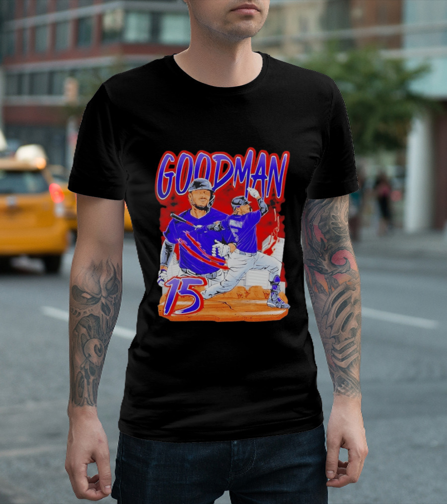 Goodman Baseball Action And Number 15 Illustration Euphoria Rise T-Shirt