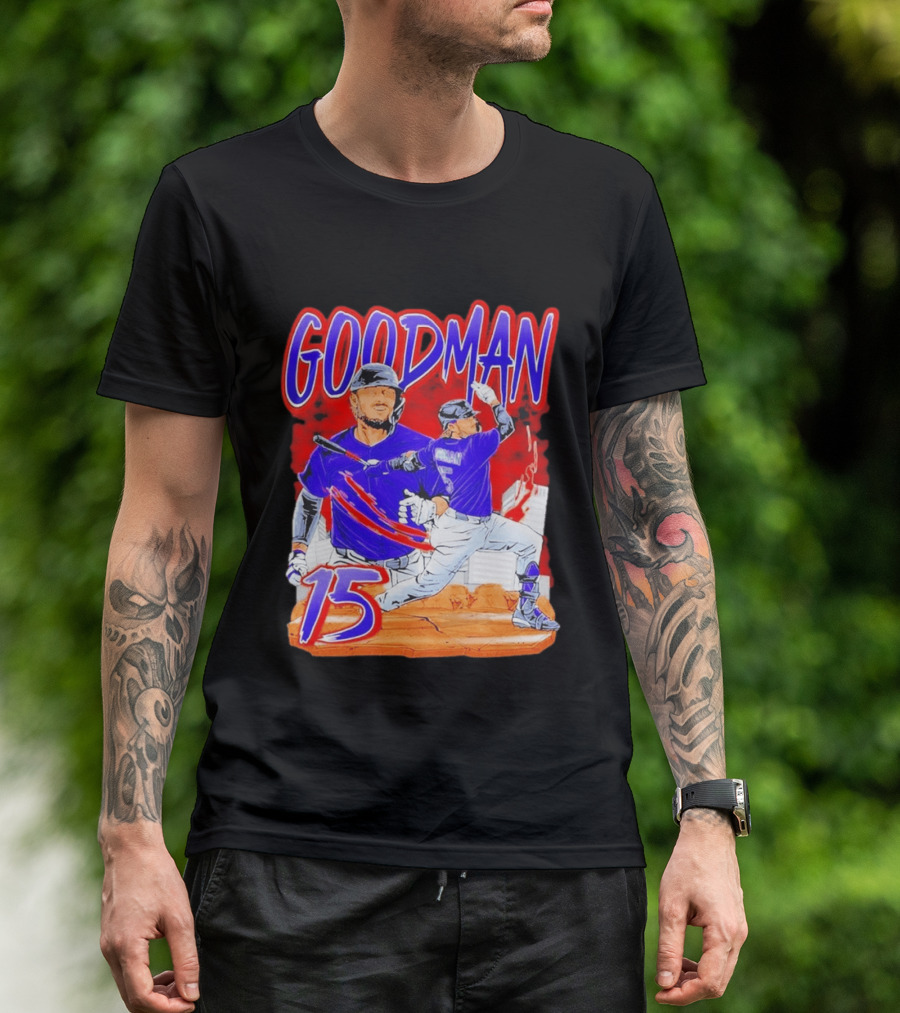 Goodman Baseball Action And Number 15 Illustration Euphoria Rise T-Shirt
