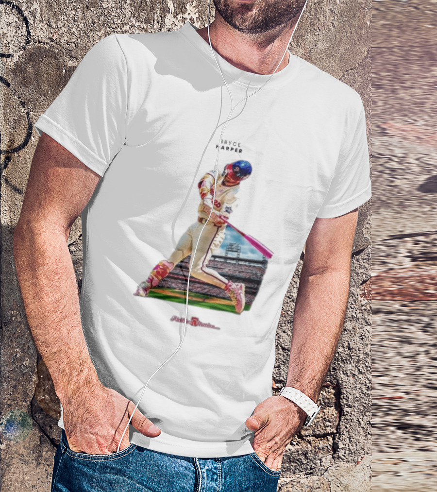 Bryce Harper Philadelphia Phillies Baseball Action Stadium Scene T-Shirt