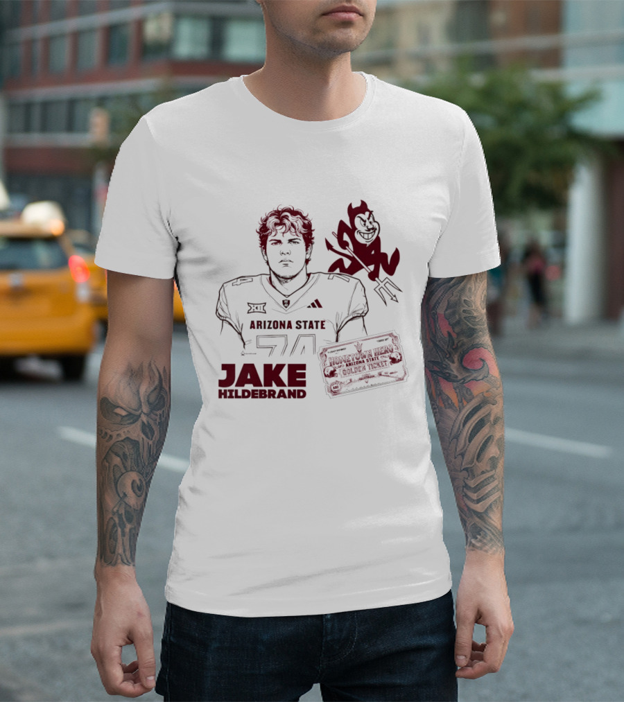 Jake Hildebrand Arizona State Sun Devils Football 74 Hometown Hero Golden Ticket T-Shirt