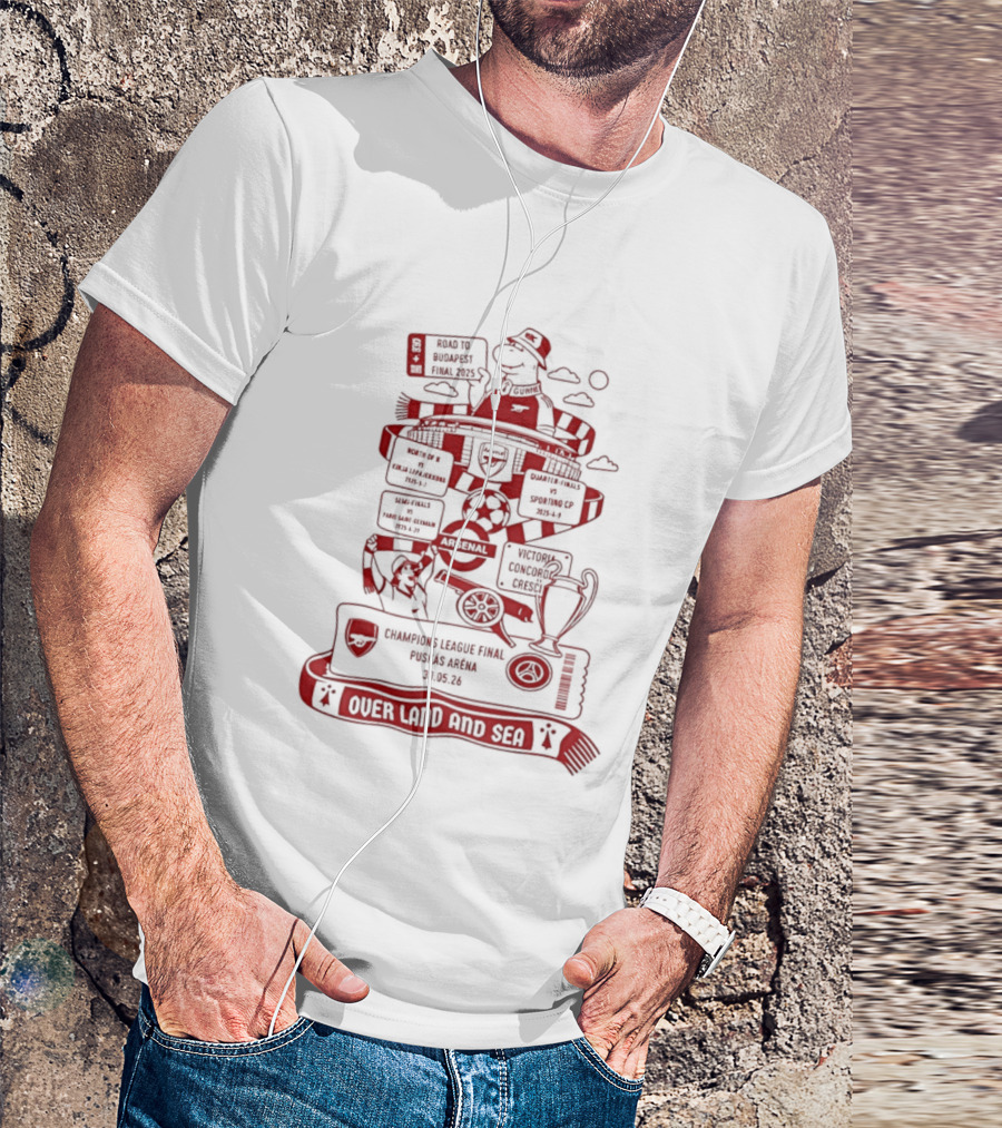 Puskás Aréna League Final Over Land And Sea Iconic Football T-Shirt