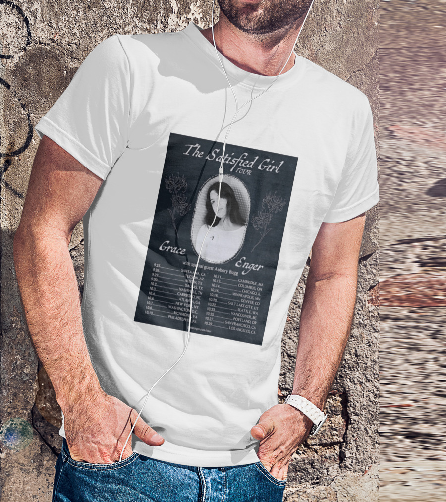 Grace Enger The Satisfied Girl Tour 2023 Cities And Dates Featuring Aubory Bugg T-Shirt