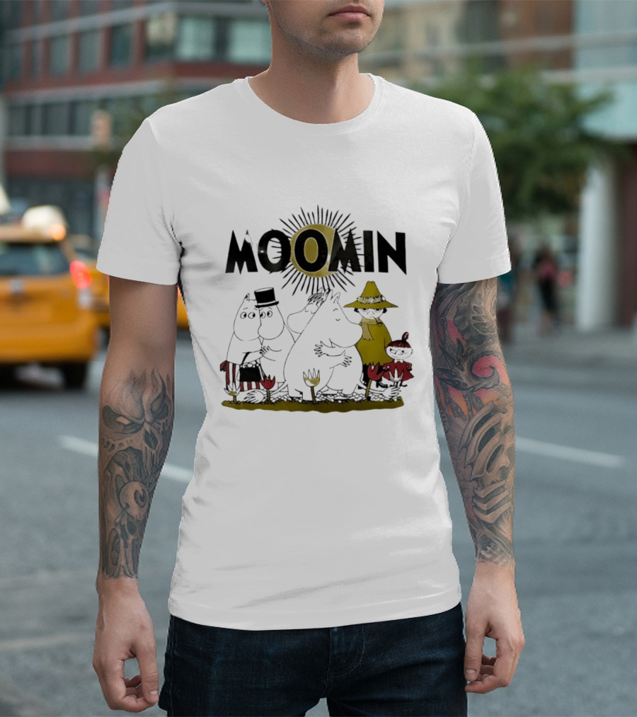 Moomin Family In Sunshine Cartoon Gathering T-Shirt