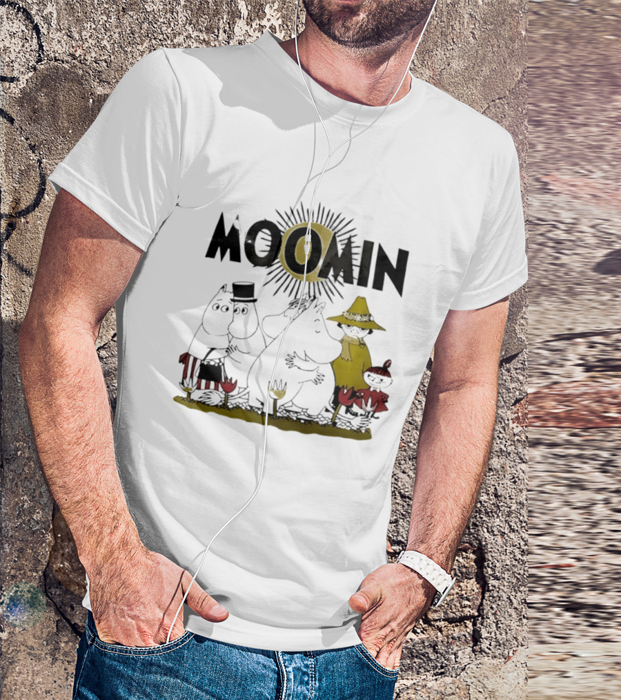 Moomin Family In Sunshine Cartoon Gathering T-Shirt
